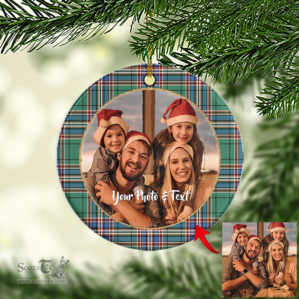 Scottish MacFarlane Hunting Ancient Tartan Ornament - Personalized Two Sided Family Christmas Photo Ceramic Ornament Scottish Plaid Tartan Plaid - ScotsTee - scotstee.com