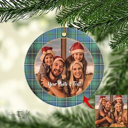 Scottish MacInnes Ancient Tartan Ornament - Personalized Two Sided Family Christmas Photo Ceramic Ornament Scottish Plaid Tartan Plaid - ScotsTee - scotstee.com