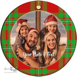 Scottish MacGregor Modern Tartan Ornament - Personalized Two Sided Family Christmas Photo Ceramic Ornament Scottish Plaid Tartan Plaid - ScotsTee - scotstee.com