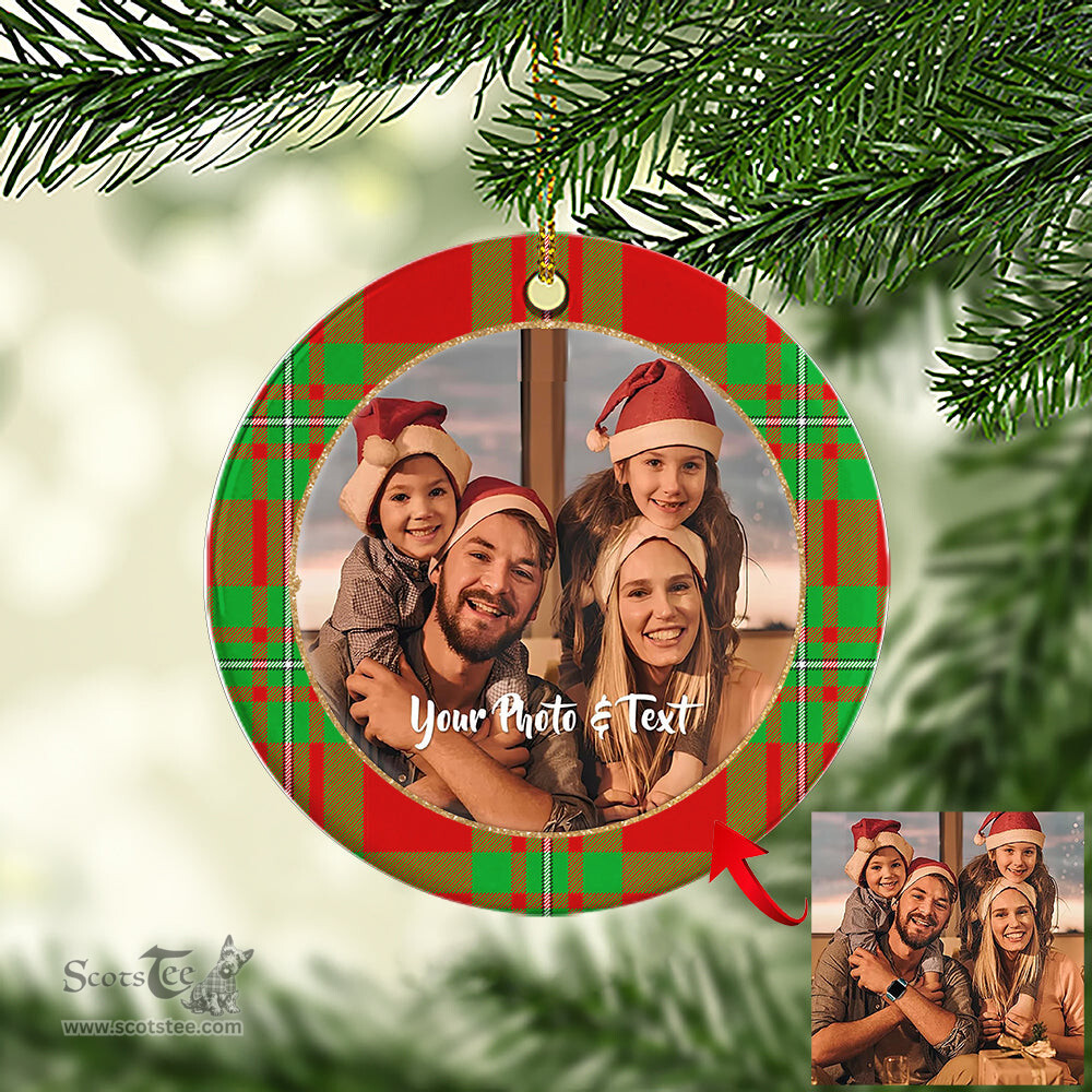 Scottish MacGregor Modern Tartan Ornament - Personalized Two Sided Family Christmas Photo Ceramic Ornament Scottish Plaid Tartan Plaid - ScotsTee - scotstee.com