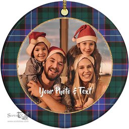 Scottish Guthrie Modern Tartan Ornament - Personalized Two Sided Family Christmas Photo Ceramic Ornament Scottish Plaid Tartan Plaid - ScotsTee - scotstee.com