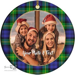 Scottish Gordon Modern Tartan Ornament - Personalized Two Sided Family Christmas Photo Ceramic Ornament Scottish Plaid Tartan Plaid - ScotsTee - scotstee.com