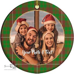 Scottish MacKinnon Hunting Modern Tartan Ornament - Personalized Two Sided Family Christmas Photo Ceramic Ornament Scottish Plaid Tartan Plaid - ScotsTee - scotstee.com