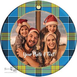 Scottish Laing Tartan Ornament - Personalized Two Sided Family Christmas Photo Ceramic Ornament Scottish Plaid Tartan Plaid - ScotsTee - scotstee.com