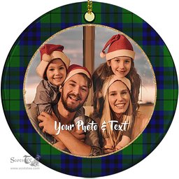Scottish Keith Modern Tartan Ornament - Personalized Two Sided Family Christmas Photo Ceramic Ornament Scottish Plaid Tartan Plaid - ScotsTee - scotstee.com