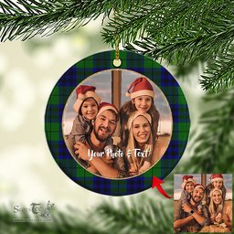 Scottish Keith Modern Tartan Ornament - Personalized Two Sided Family Christmas Photo Ceramic Ornament Scottish Plaid Tartan Plaid - ScotsTee - scotstee.com
