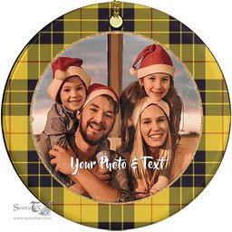 Scottish MacLeod of Lewis Ancient Tartan Ornament - Personalized Two Sided Family Christmas Photo Ceramic Ornament Scottish Plaid Tartan Plaid - ScotsTee - scotstee.com