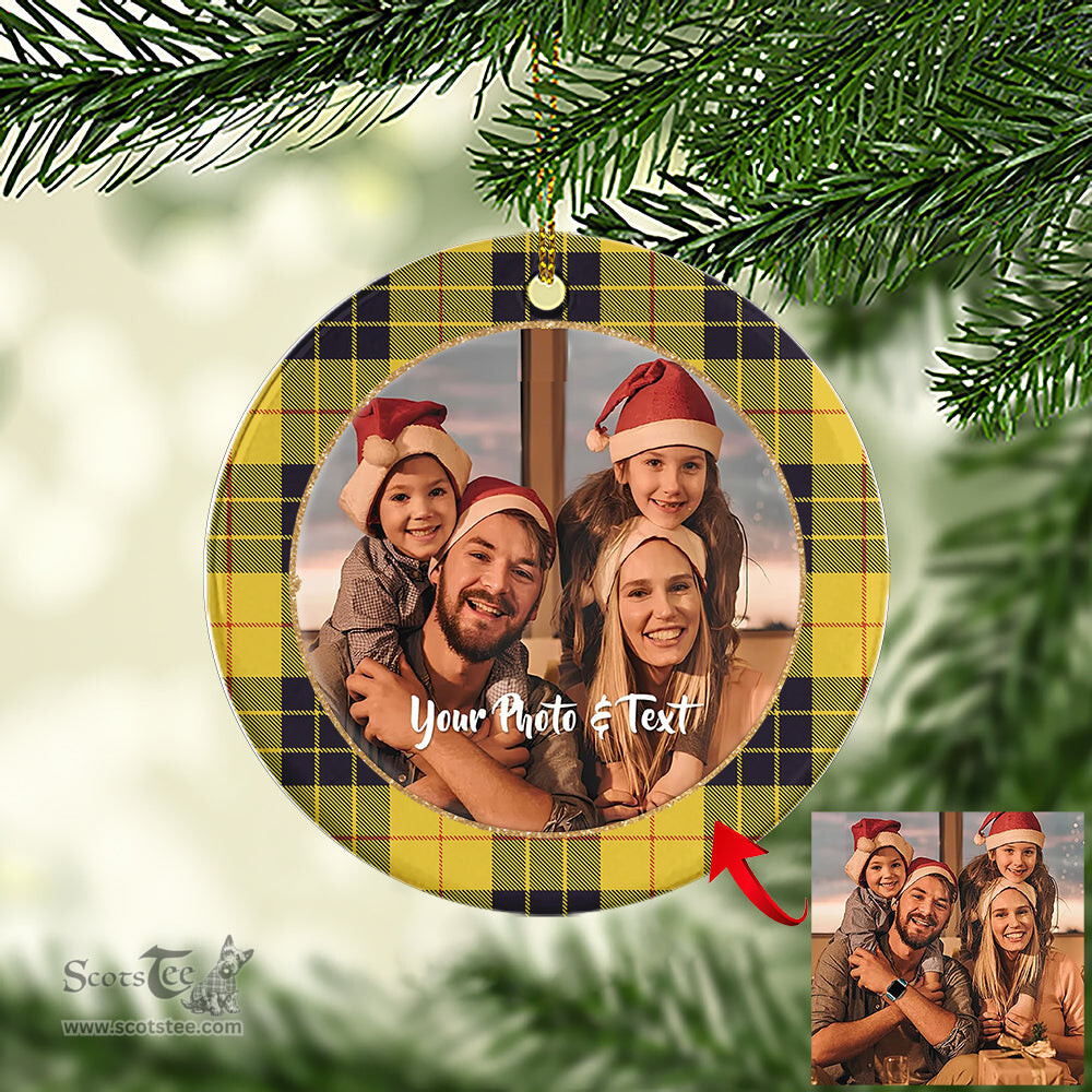 Scottish MacLeod of Lewis Ancient Tartan Ornament - Personalized Two Sided Family Christmas Photo Ceramic Ornament Scottish Plaid Tartan Plaid - ScotsTee - scotstee.com