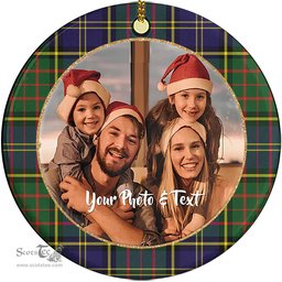 Scottish MacMillan Hunting Modern Tartan Ornament - Personalized Two Sided Family Christmas Photo Ceramic Ornament Scottish Plaid Tartan Plaid - ScotsTee - scotstee.com
