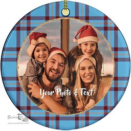 Scottish Elliot Ancient Tartan Ornament - Personalized Two Sided Family Christmas Photo Ceramic Ornament Scottish Plaid Tartan Plaid - ScotsTee - scotstee.com