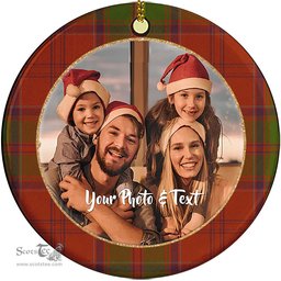 Scottish Drummond Clan Tartan Ornament - Personalized Two Sided Family Christmas Photo Ceramic Ornament Scottish Plaid Tartan Plaid - ScotsTee - scotstee.com