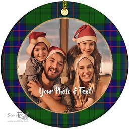 Scottish Lockhart Modern Tartan Ornament - Personalized Two Sided Family Christmas Photo Ceramic Ornament Scottish Plaid Tartan Plaid - ScotsTee - scotstee.com