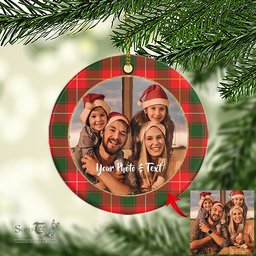 Scottish MacFie Tartan Ornament - Personalized Two Sided Family Christmas Photo Ceramic Ornament Scottish Plaid Tartan Plaid - ScotsTee - scotstee.com