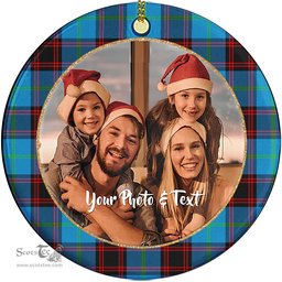 Scottish Home Ancient Tartan Ornament - Personalized Two Sided Family Christmas Photo Ceramic Ornament Scottish Plaid Tartan Plaid - ScotsTee - scotstee.com