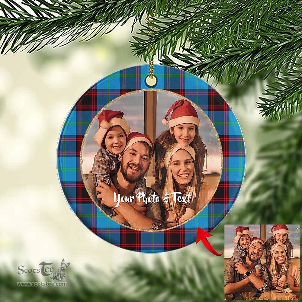 Scottish Home Ancient Tartan Ornament - Personalized Two Sided Family Christmas Photo Ceramic Ornament Scottish Plaid Tartan Plaid - ScotsTee - scotstee.com