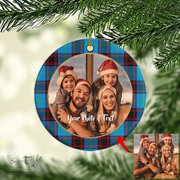Scottish Home Ancient Tartan Ornament - Personalized Two Sided Family Christmas Photo Ceramic Ornament Scottish Plaid Tartan Plaid - ScotsTee - scotstee.com