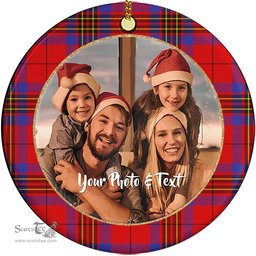 Scottish Leslie Modern Tartan Ornament - Personalized Two Sided Family Christmas Photo Ceramic Ornament Scottish Plaid Tartan Plaid - ScotsTee - scotstee.com