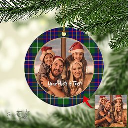 Scottish Inglis Modern Tartan Ornament - Personalized Two Sided Family Christmas Photo Ceramic Ornament Scottish Plaid Tartan Plaid - ScotsTee - scotstee.com