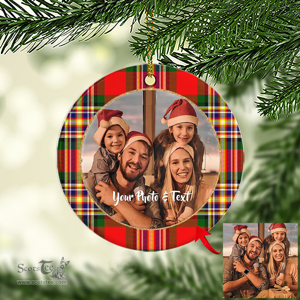 Scottish MacGill Modern Tartan Ornament - Personalized Two Sided Family Christmas Photo Ceramic Ornament Scottish Plaid Tartan Plaid - ScotsTee - scotstee.com