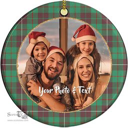 Scottish MacKinnon Hunting Ancient Tartan Ornament - Personalized Two Sided Family Christmas Photo Ceramic Ornament Scottish Plaid Tartan Plaid - ScotsTee - scotstee.com