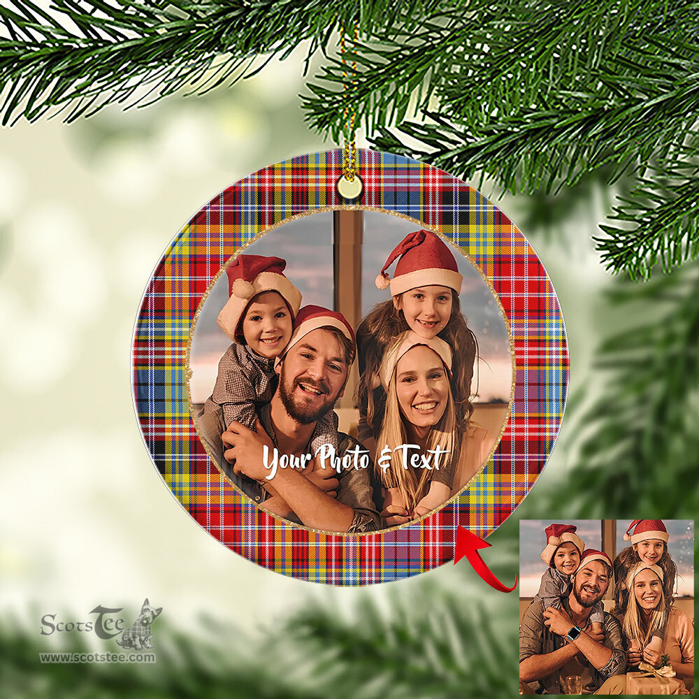 Scottish Drummond of Strathallan Tartan Ornament - Personalized Two Sided Family Christmas Photo Ceramic Ornament Scottish Plaid Tartan Plaid - ScotsTee - scotstee.com