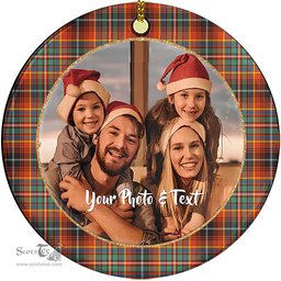Scottish Innes Ancient Tartan Ornament - Personalized Two Sided Family Christmas Photo Ceramic Ornament Scottish Plaid Tartan Plaid - ScotsTee - scotstee.com