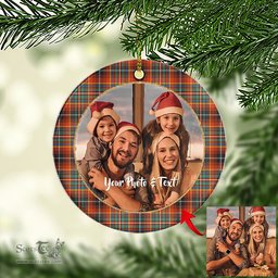 Scottish Innes Ancient Tartan Ornament - Personalized Two Sided Family Christmas Photo Ceramic Ornament Scottish Plaid Tartan Plaid - ScotsTee - scotstee.com