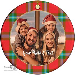 Scottish MacLaine of Loch Buie Tartan Ornament - Personalized Two Sided Family Christmas Photo Ceramic Ornament Scottish Plaid Tartan Plaid - ScotsTee - scotstee.com