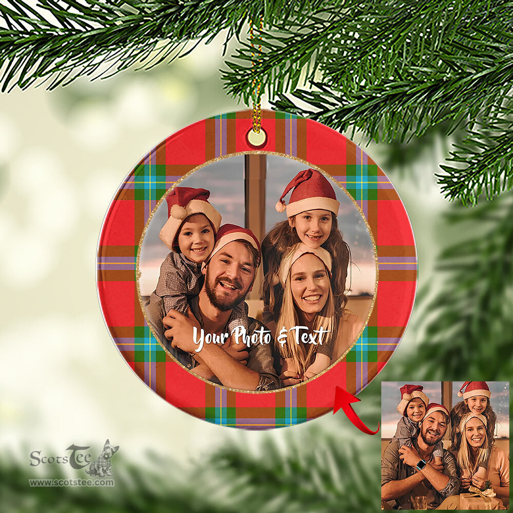 Scottish MacLaine of Loch Buie Tartan Ornament - Personalized Two Sided Family Christmas Photo Ceramic Ornament Scottish Plaid Tartan Plaid - ScotsTee - scotstee.com