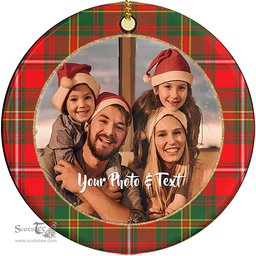 Scottish Hay Modern Tartan Ornament - Personalized Two Sided Family Christmas Photo Ceramic Ornament Scottish Plaid Tartan Plaid - ScotsTee - scotstee.com