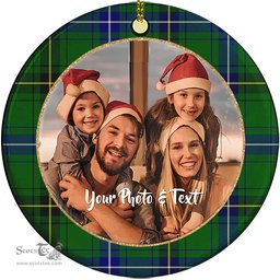 Scottish Henderson Modern Tartan Ornament - Personalized Two Sided Family Christmas Photo Ceramic Ornament Scottish Plaid Tartan Plaid - ScotsTee - scotstee.com