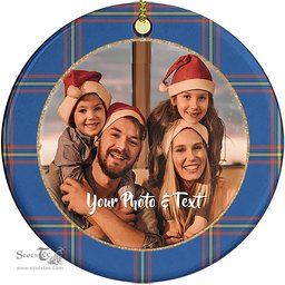 Scottish MacLaine of Loch Buie Hunting Ancient Tartan Ornament - Personalized Two Sided Family Christmas Photo Ceramic Ornament Scottish Plaid Tartan Plaid - ScotsTee - scotstee.com