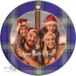 Scottish Kinnaird Tartan Ornament - Personalized Two Sided Family Christmas Photo Ceramic Ornament Scottish Plaid Tartan Plaid - ScotsTee - scotstee.com