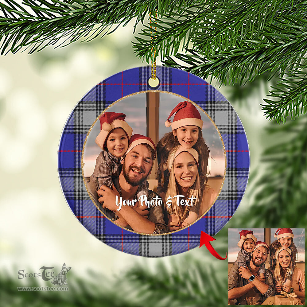 Scottish Kinnaird Tartan Ornament - Personalized Two Sided Family Christmas Photo Ceramic Ornament Scottish Plaid Tartan Plaid - ScotsTee - scotstee.com