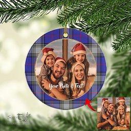 Scottish Kinnaird Tartan Ornament - Personalized Two Sided Family Christmas Photo Ceramic Ornament Scottish Plaid Tartan Plaid - ScotsTee - scotstee.com