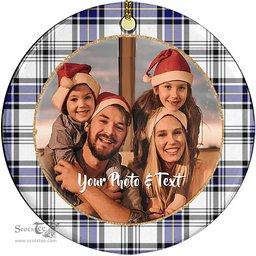 Scottish Hannay Modern Tartan Ornament - Personalized Two Sided Family Christmas Photo Ceramic Ornament Scottish Plaid Tartan Plaid - ScotsTee - scotstee.com