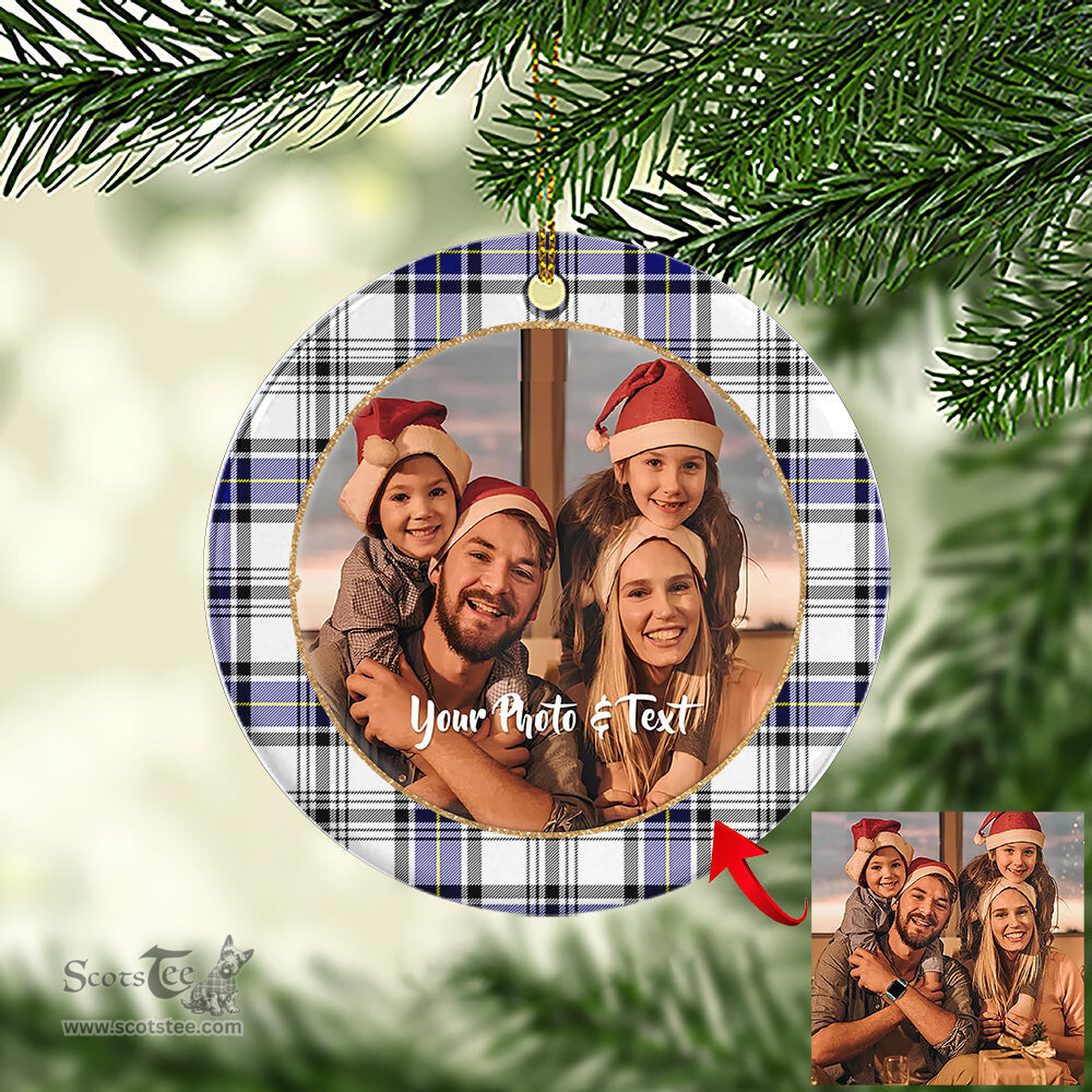 Scottish Hannay Modern Tartan Ornament - Personalized Two Sided Family Christmas Photo Ceramic Ornament Scottish Plaid Tartan Plaid - ScotsTee - scotstee.com