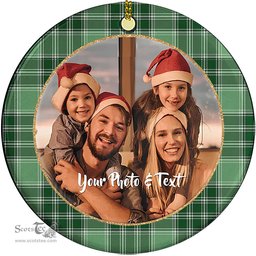 Scottish MacDonald Lord of the Isles Hunting Tartan Ornament - Personalized Two Sided Family Christmas Photo Ceramic Ornament Scottish Plaid Tartan Plaid - ScotsTee - scotstee.com