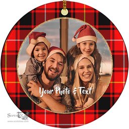 Scottish MacIver Modern Tartan Ornament - Personalized Two Sided Family Christmas Photo Ceramic Ornament Scottish Plaid Tartan Plaid - ScotsTee - scotstee.com