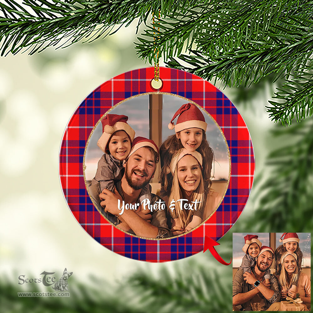 Scottish Hamilton Modern Tartan Ornament - Personalized Two Sided Family Christmas Photo Ceramic Ornament Scottish Plaid Tartan Plaid - ScotsTee - scotstee.com