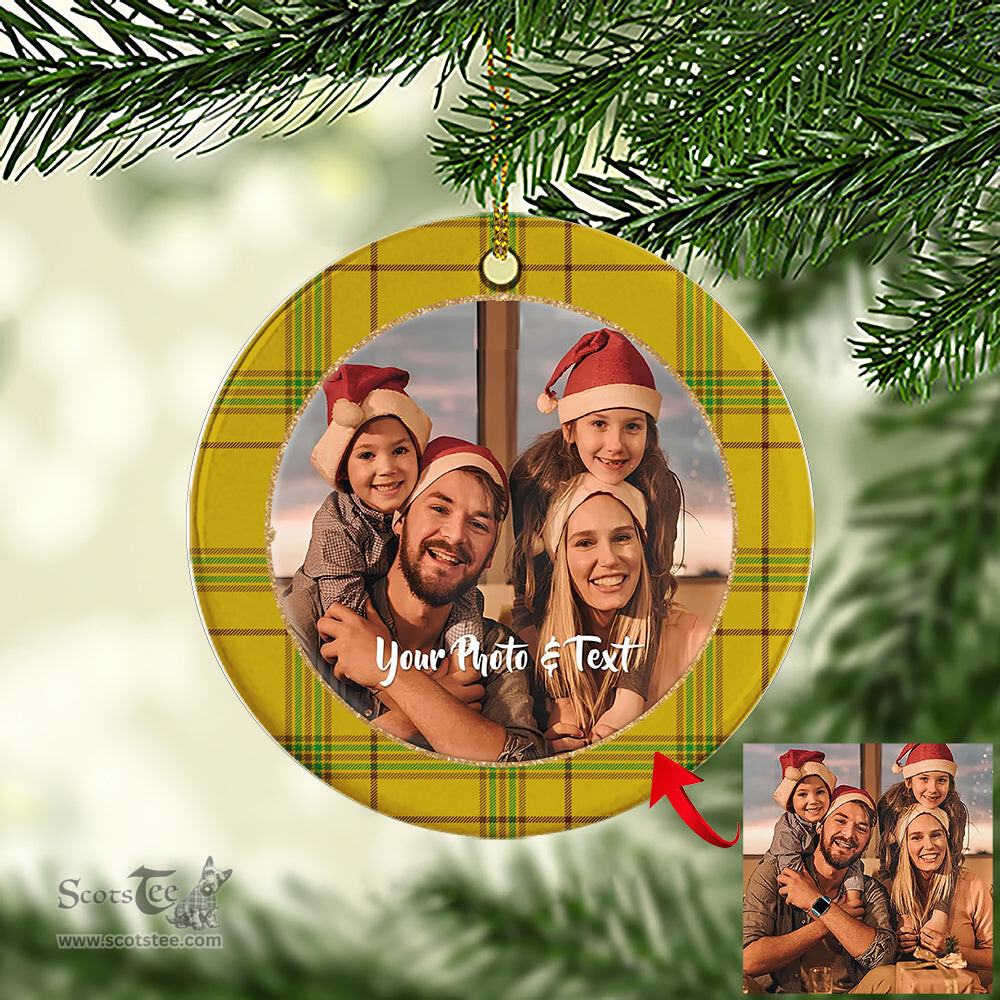 Scottish Houston Tartan Ornament - Personalized Two Sided Family Christmas Photo Ceramic Ornament Scottish Plaid Tartan Plaid - ScotsTee - scotstee.com