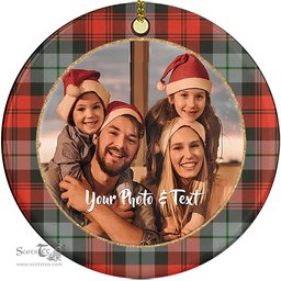 Scottish MacLachlan Weathered Tartan Ornament - Personalized Two Sided Family Christmas Photo Ceramic Ornament Scottish Plaid Tartan Plaid - ScotsTee - scotstee.com