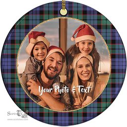 Scottish Fletcher Modern Tartan Ornament - Personalized Two Sided Family Christmas Photo Ceramic Ornament Scottish Plaid Tartan Plaid - ScotsTee - scotstee.com