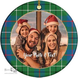 Scottish Duncan Ancient Tartan Ornament - Personalized Two Sided Family Christmas Photo Ceramic Ornament Scottish Plaid Tartan Plaid - ScotsTee - scotstee.com