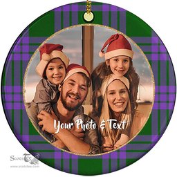 Scottish Elphinstone Tartan Ornament - Personalized Two Sided Family Christmas Photo Ceramic Ornament Scottish Plaid Tartan Plaid - ScotsTee - scotstee.com