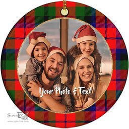 Scottish MacNaughton Modern Tartan Ornament - Personalized Two Sided Family Christmas Photo Ceramic Ornament Scottish Plaid Tartan Plaid - ScotsTee - scotstee.com
