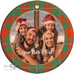 Scottish MacGregor Ancient Tartan Ornament - Personalized Two Sided Family Christmas Photo Ceramic Ornament Scottish Plaid Tartan Plaid - ScotsTee - scotstee.com