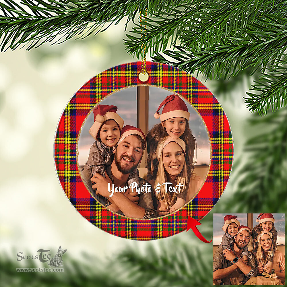 Scottish Hepburn Tartan Ornament - Personalized Two Sided Family Christmas Photo Ceramic Ornament Scottish Plaid Tartan Plaid - ScotsTee - scotstee.com