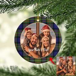 Scottish MacLaren Modern Tartan Ornament - Personalized Two Sided Family Christmas Photo Ceramic Ornament Scottish Plaid Tartan Plaid - ScotsTee - scotstee.com