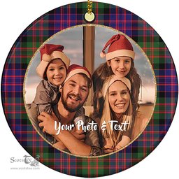 Scottish MacDonald Modern Tartan Ornament - Personalized Two Sided Family Christmas Photo Ceramic Ornament Scottish Plaid Tartan Plaid - ScotsTee - scotstee.com